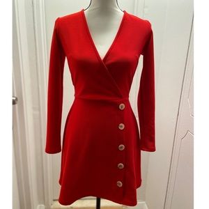 Miss Selfridge Red V-Neck Wrap Dress
